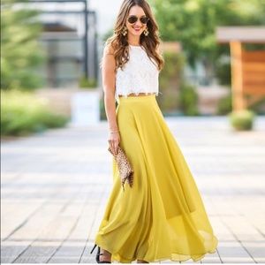 Yellow Maxi Flowy Skirt